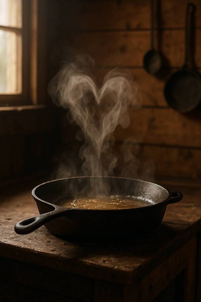 Hot pan sending heart-shaped steam signals—Only Pans’ first thirst trap.